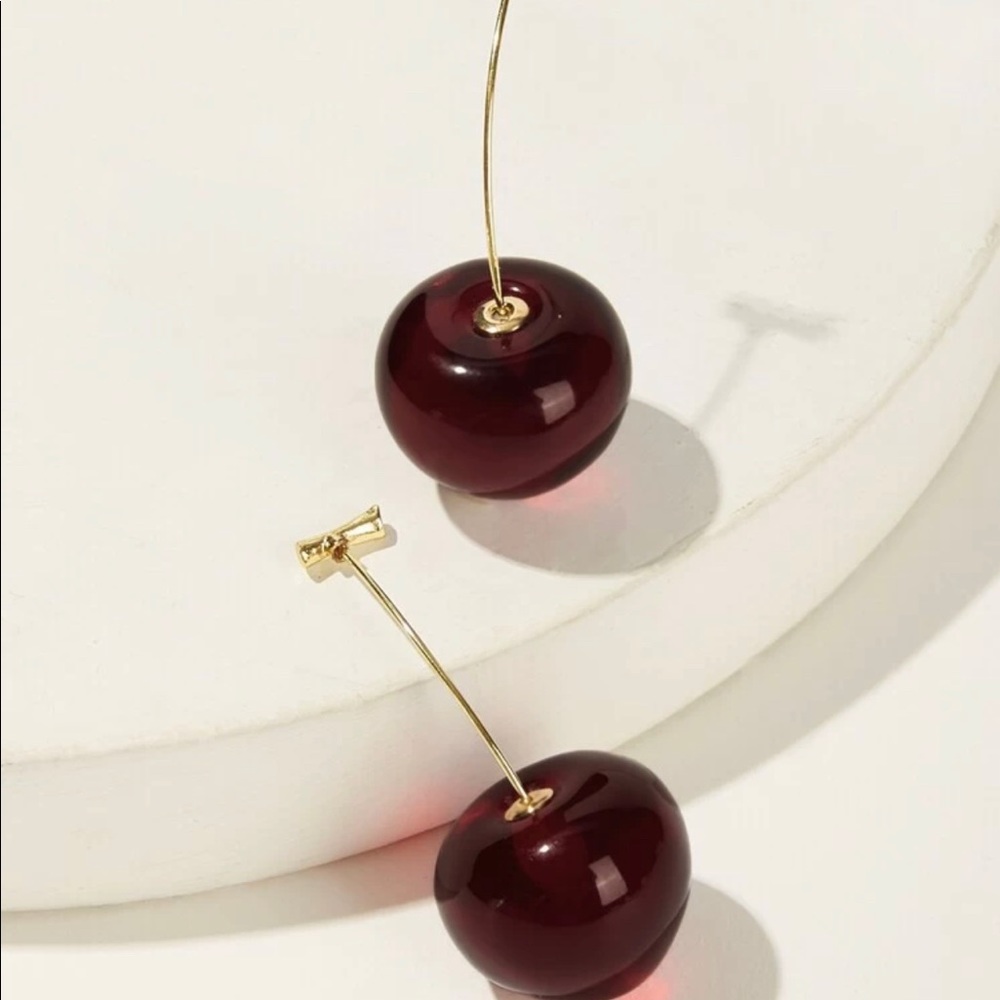 Cherry Shaped Drop Earrings 1pair